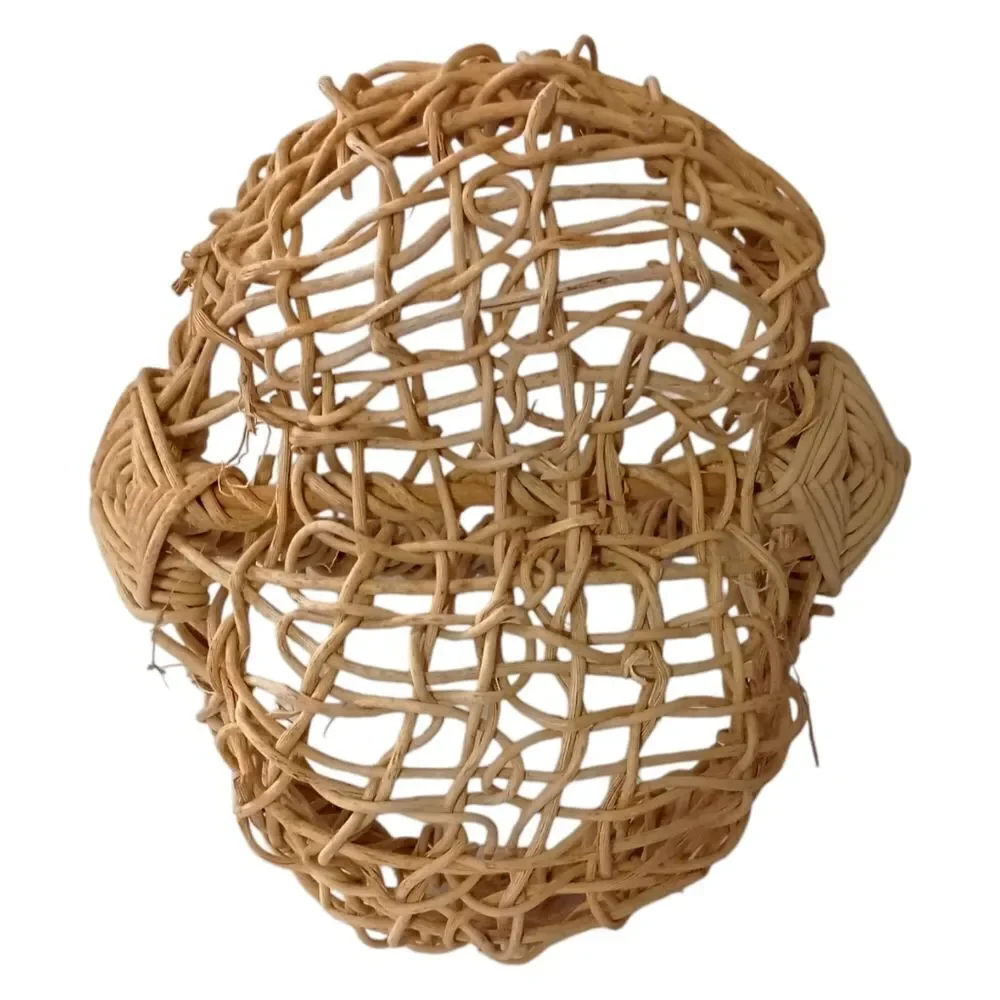 Primitive Buttock Basket Grapevine Egg Fruit Gathering Eye of God Hand Woven Vtg
